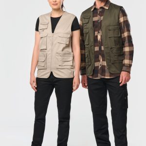 Gilet polycoton multipoches doublé unisexe
